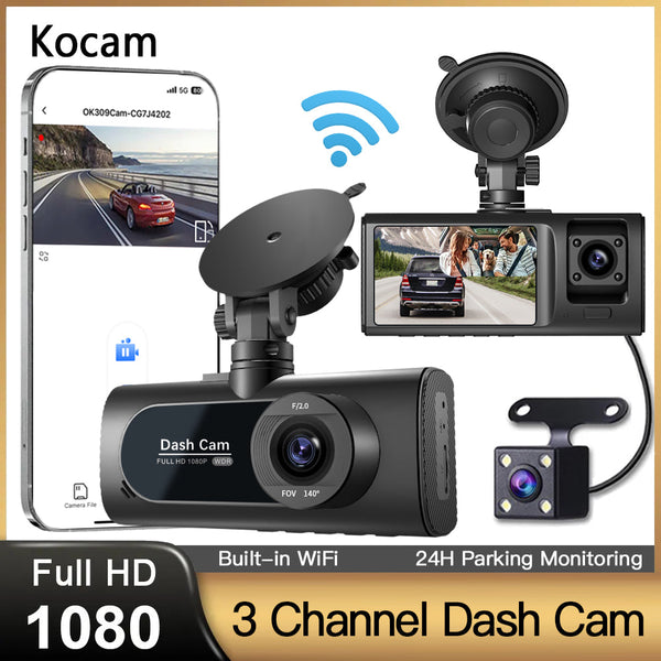 360° Triple Lens Car Dash Camera: Front, Interior, Rear Recording